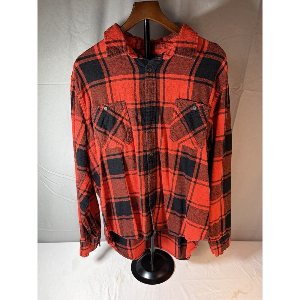 Arizona Jean Co Buffalo Check Flannel Long Sleeve Shirt Mens XL Red Black Cotton
